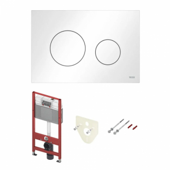 TECE Комплект (4в1) TECEbase 3.0 c кронштейнами, звукоизоляция, панель смыва TECEloop белая глянцевая (латунный вентиль)