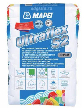 Клей Ultraflex S2 белый 25 кг для крупноформатного и тонкого керамогранита. EX