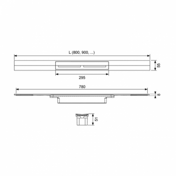TECE Профиль для душа TECEdrainprofile, 900 мм, PVD Polished Gold Optic