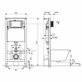 TECEspring Base Комплект 4 в 1 инсталяция, панель смыва с прямоугольными кнопками, черн. мат., унитаз модель R
