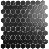 Мозаика Hex Supreme Marquina (на сетке) (0,087м2), чип 35х35 мм