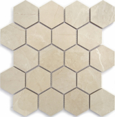 Мозаика LeeDo Nuvola beige POL 26,7x30,8 см (чип 37x64 мм гексагон), полированный керамогранит
